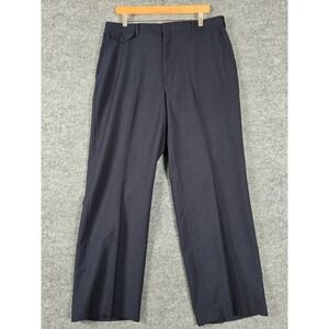 Haggar Mens Navy Blue Wool Blend Dress Pants Size 36x29 Pleated Front